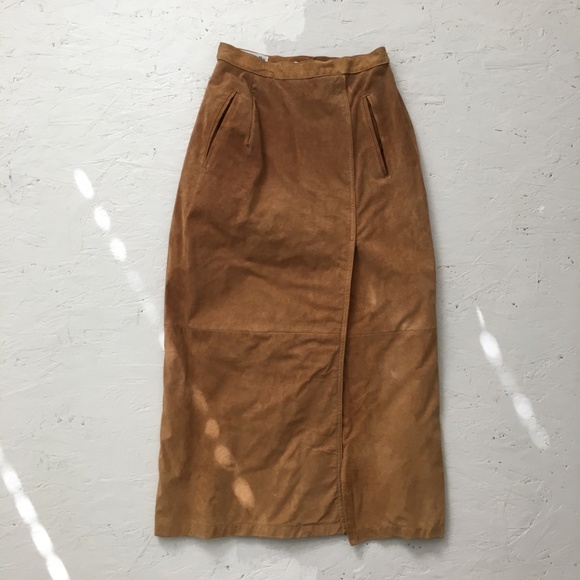 Vintage Dresses & Skirts - SOLD Vintage Suede Pencil Skirt